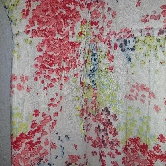 Lucky Brand Women's Size XS White Floral Summer Flowy Waist Tie Maxi Dress - Picture 4 of 7